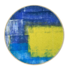 Rond vloerkleed 200cm - Modern geel blauw